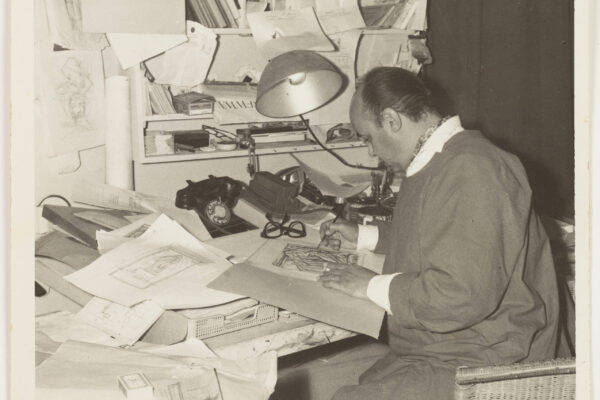 Emvin Cremona next to work, courtesy of The Cremona Family Archives